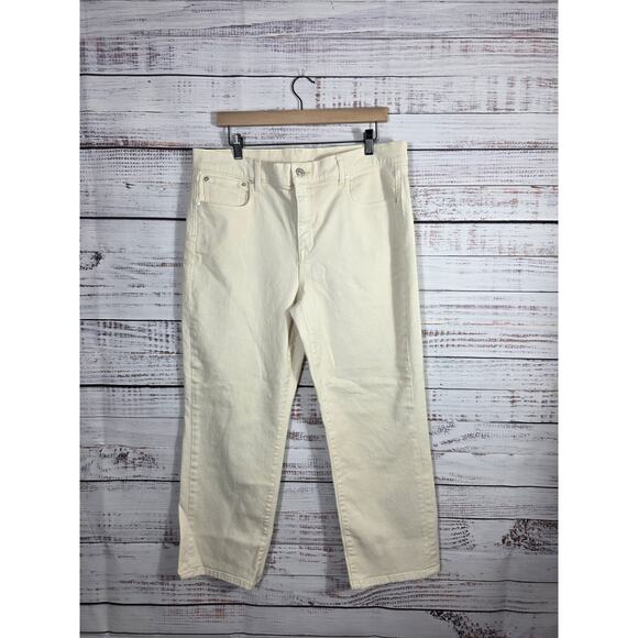 AYR The Frenchie Women's Jeans size 33 off white straight leg made in USA - Picture 1 of 6